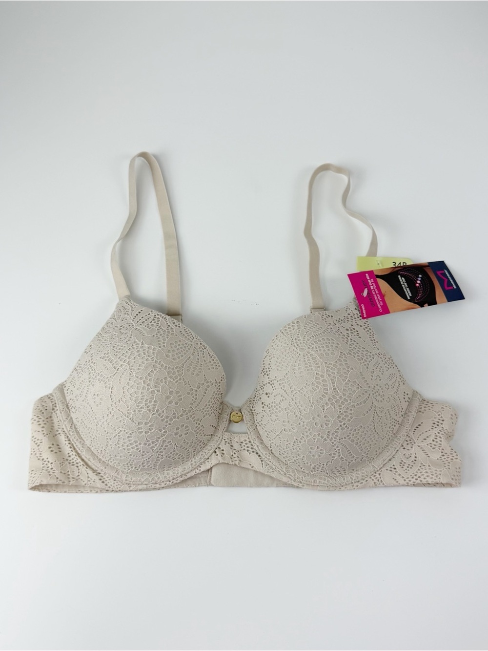Maidenform Custom Lift Bra 34B Beige Lace DM2423 Custom Lift $48 NWT NEW